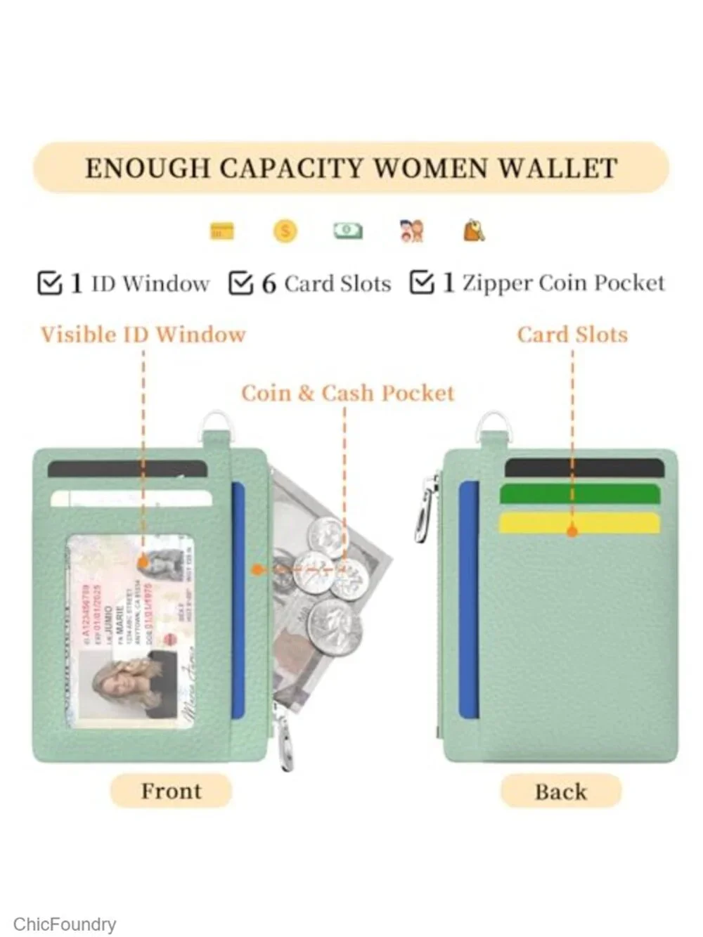 RFID Blocking Minimalist PU Leather Small Wallet Women Credit Card Holder